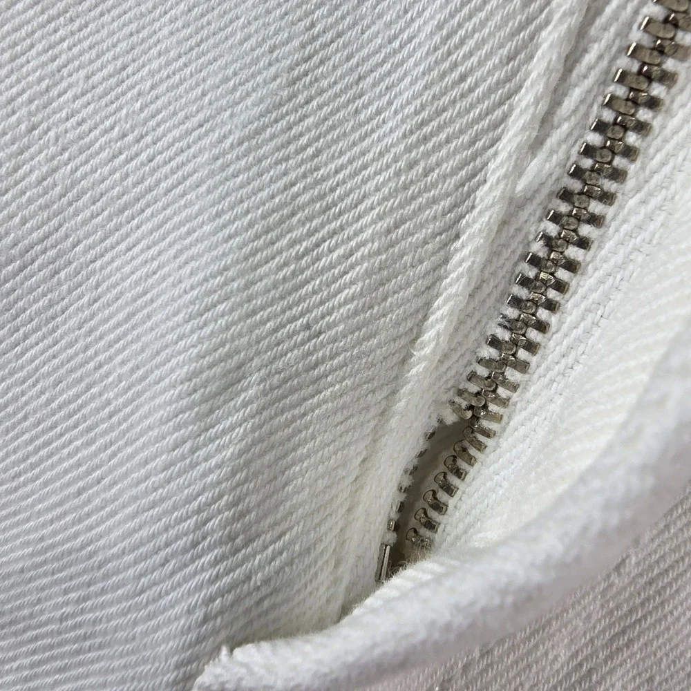 Zara Womens High Waisted Straight Leg Raw Hem White Jeans Size 0‎ 24 x 27